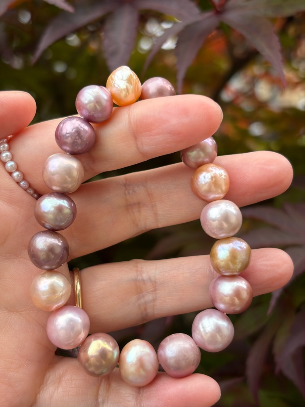 Multi-Color Freshwater/Edison Pearl Bracelet Garterize — 10-11.5mm